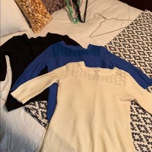 Pink rose black,blue,cream 3/4 sweaters